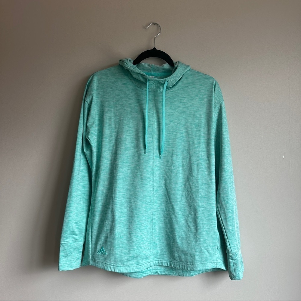 Adidas Mint Green Heathered Cowl Neck Hoodie Sweatshirt M